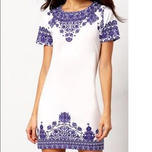 Short sleeve vintage print dress